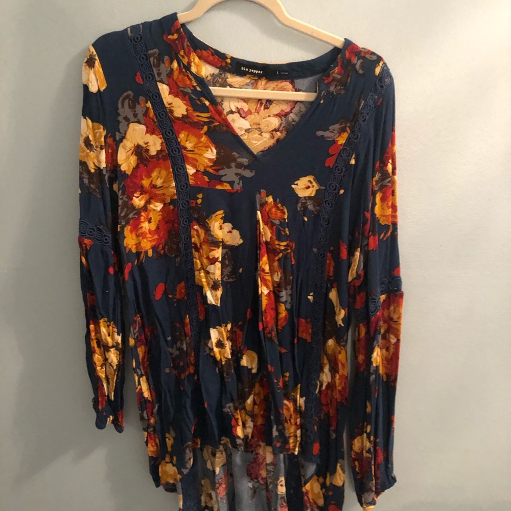 Blu Pepper flowy floral shirt